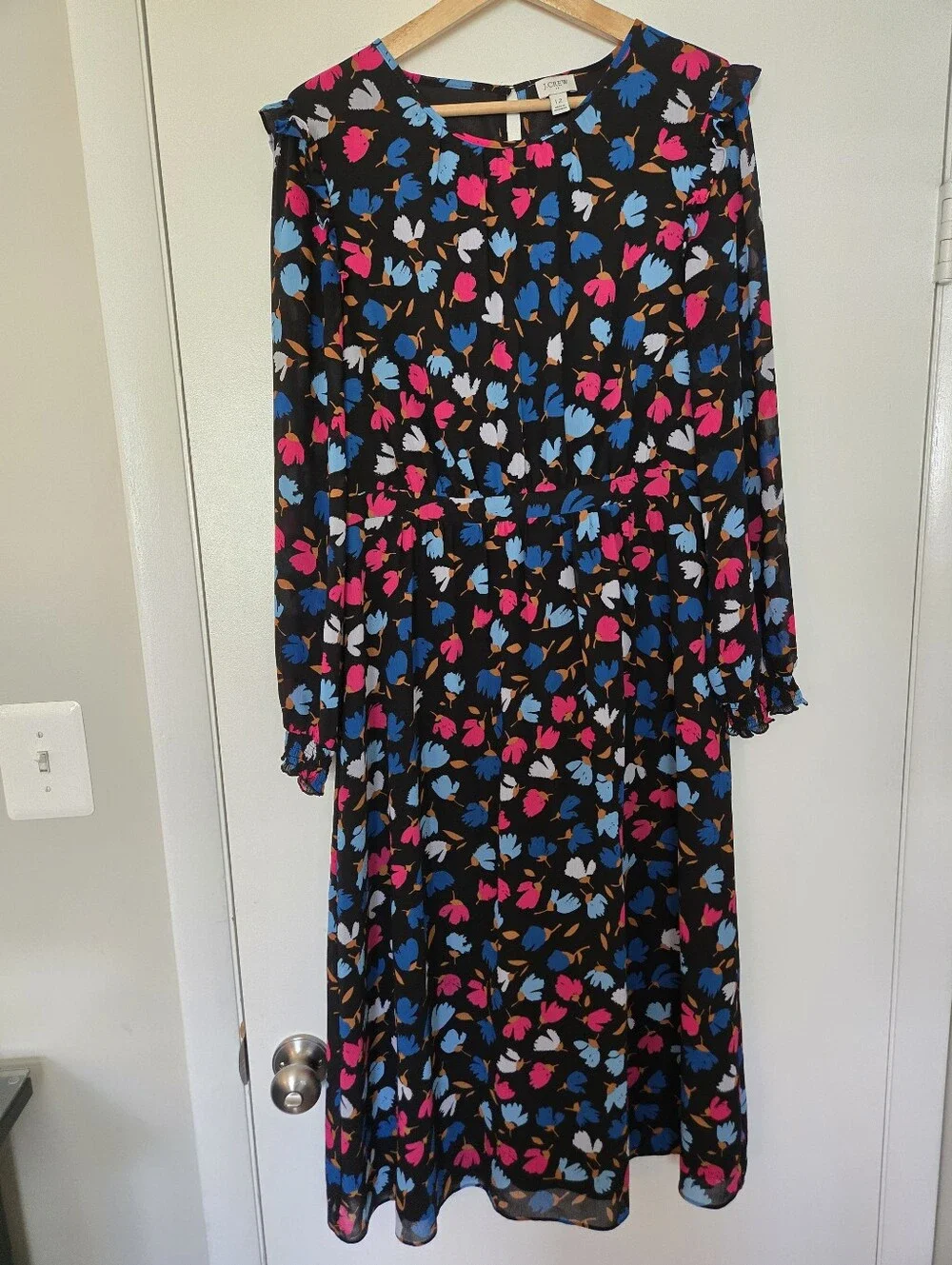 J. Crew Long Sleeve Floral Fit And Flare Dress Size 12